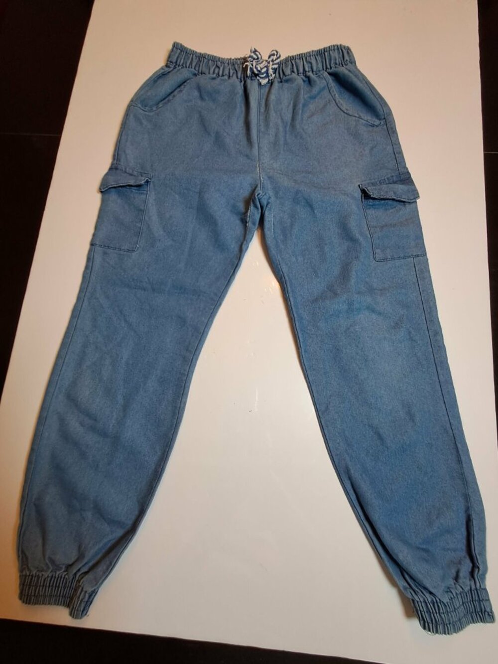 Vince Camuto Girls 10 Denim Cargo Joggers Light Blue Utility Pants